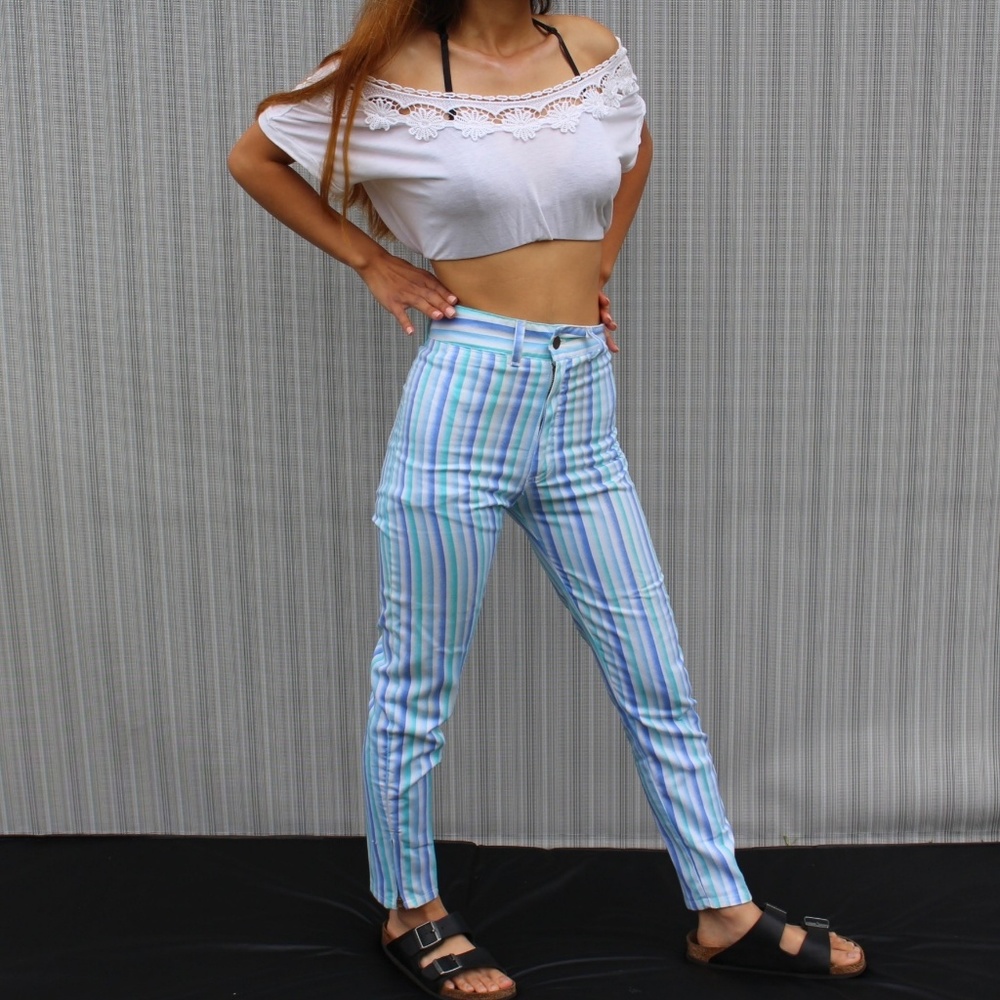 💙💚HIGH WAISTED STRIPED VINTAGE PANTS💚💙